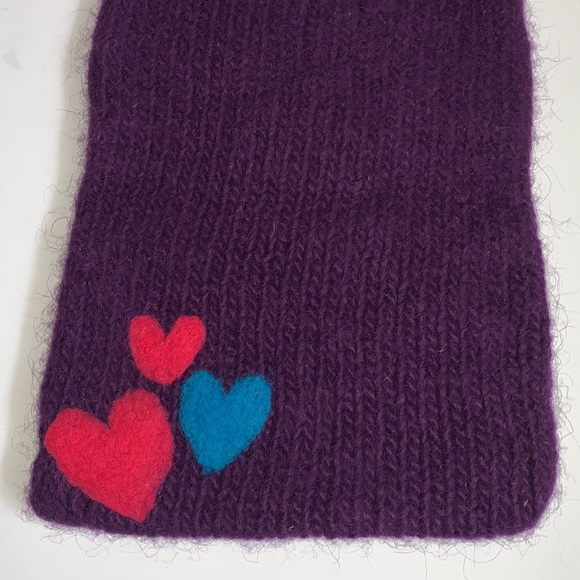 🆕 Handmade Felted Purple Hobo Bag with Hearts - Picture 6 of 10